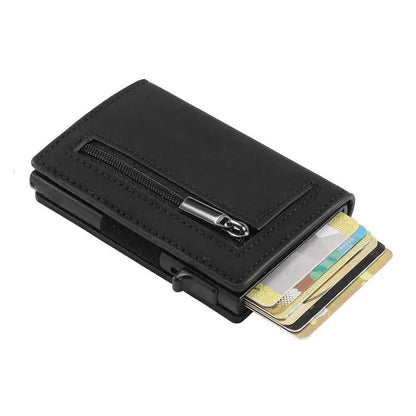 RFID Kartenetui für Herren ⎜ Schlanke Geldbörse mit Zipperfach und Diebstahlschutz für bis zu 8 Karten