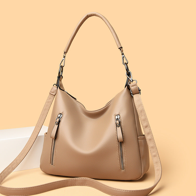 Modische Umhängetasche für Damen ⎜ Klassische Henkeltasche mit praktischen Reißverschlussfächern