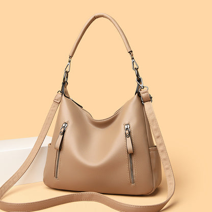 Modische Umhängetasche für Damen ⎜ Klassische Henkeltasche mit praktischen Reißverschlussfächern
