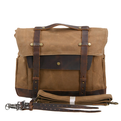 Motorradtasche aus Segeltuch ⎜ Wasserdichte Retro-Tasche mit Riemenbefestigung und großem Stauraum