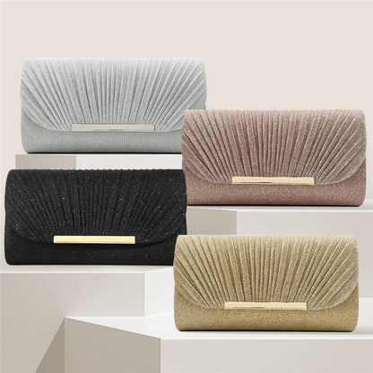 Elegante Clutch für Damen ⎜ Glitzernde Abendtasche mit edlem Faltendesign und Metallverschluss