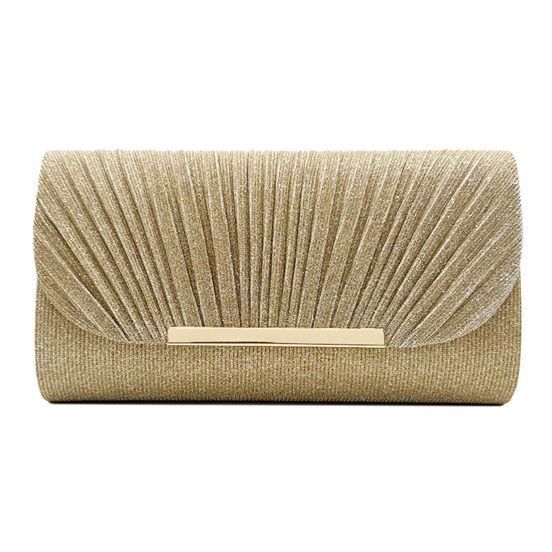 Elegante Clutch für Damen ⎜ Glitzernde Abendtasche mit edlem Faltendesign und Metallverschluss