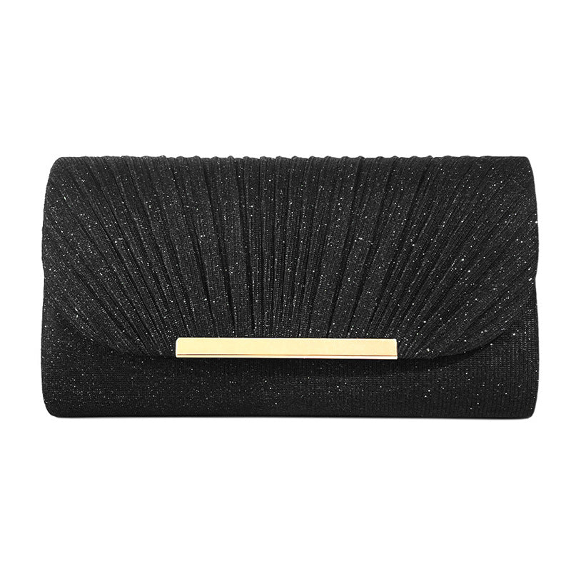 Elegante Clutch für Damen ⎜ Glitzernde Abendtasche mit edlem Faltendesign und Metallverschluss