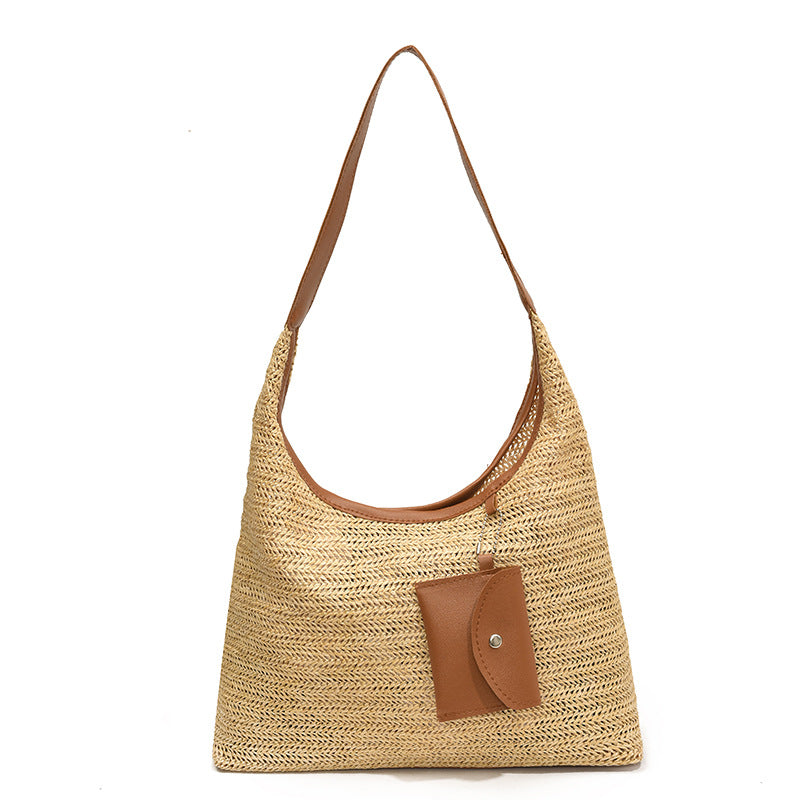 Häkeltasche für Damen ⎜ Bunte Schultertasche aus Baumwolle mit praktischer Zusatztasche