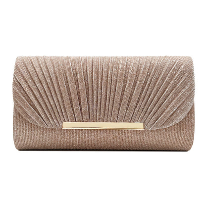 Elegante Clutch für Damen ⎜ Glitzernde Abendtasche mit edlem Faltendesign und Metallverschluss