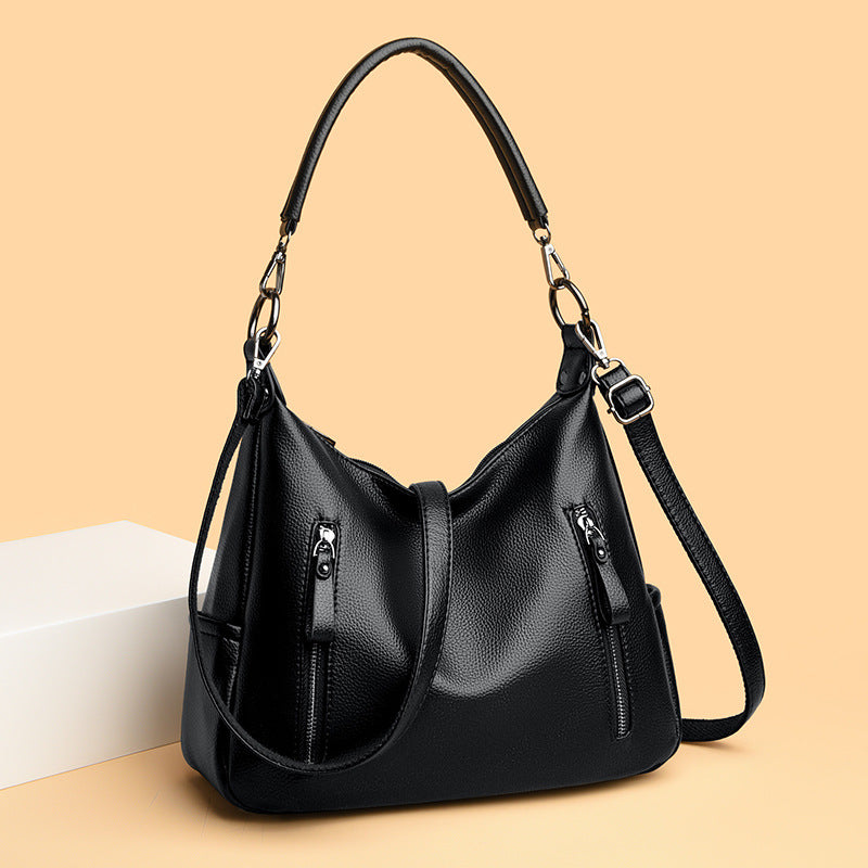 Modische Umhängetasche für Damen ⎜ Klassische Henkeltasche mit praktischen Reißverschlussfächern