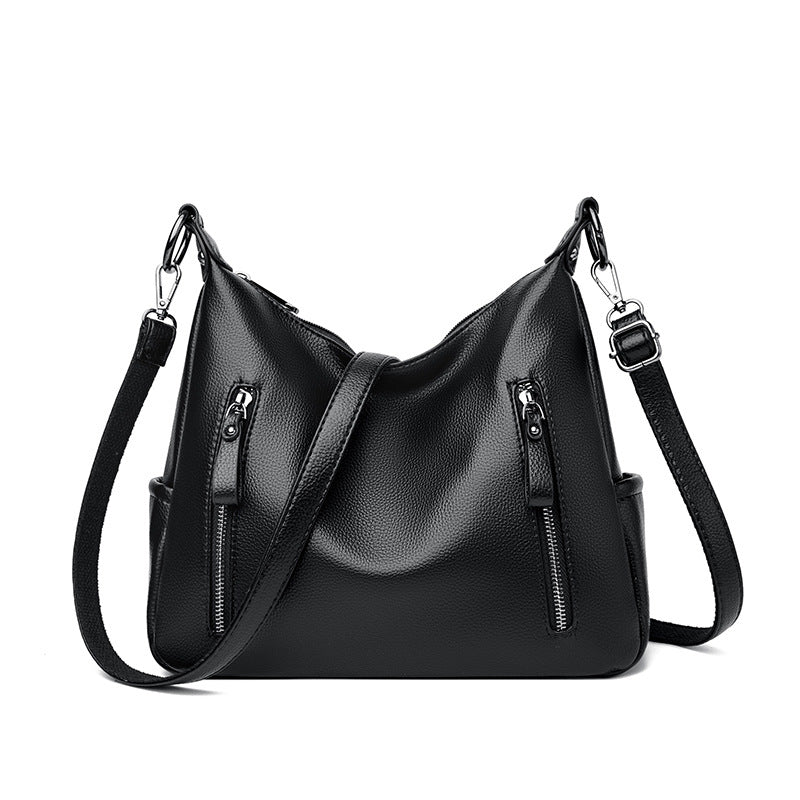 Modische Umhängetasche für Damen ⎜ Klassische Henkeltasche mit praktischen Reißverschlussfächern