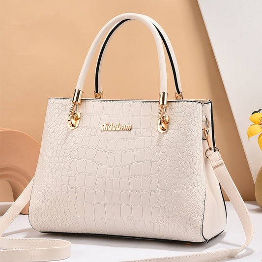 Elegante Handtasche für Damen ⎜ Schlichtes Design im Croco-Look mit verstellbarem Schultergurt