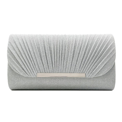 Elegante Clutch für Damen ⎜ Glitzernde Abendtasche mit edlem Faltendesign und Metallverschluss