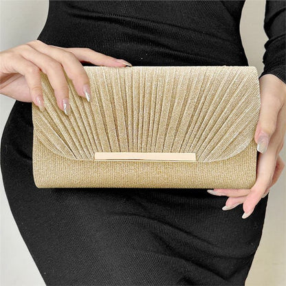 Elegante Clutch für Damen ⎜ Glitzernde Abendtasche mit edlem Faltendesign und Metallverschluss