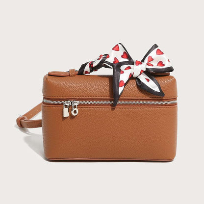 Modische Umhängetasche für Damen ⎜ Elegante Crossbody-Tasche mit Herz-Schleifen-Detail