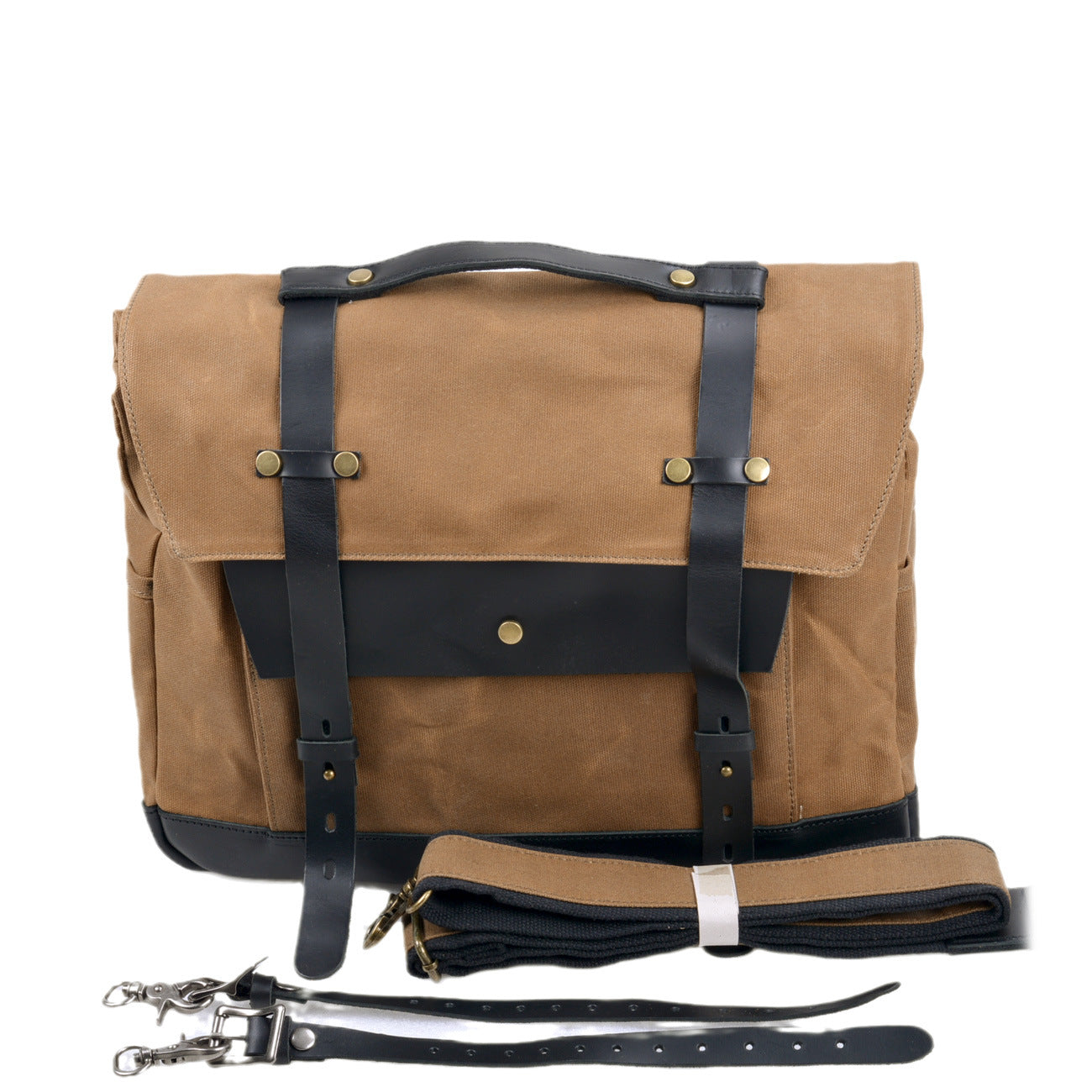 Motorradtasche aus Segeltuch ⎜ Wasserdichte Retro-Tasche mit Riemenbefestigung und großem Stauraum
