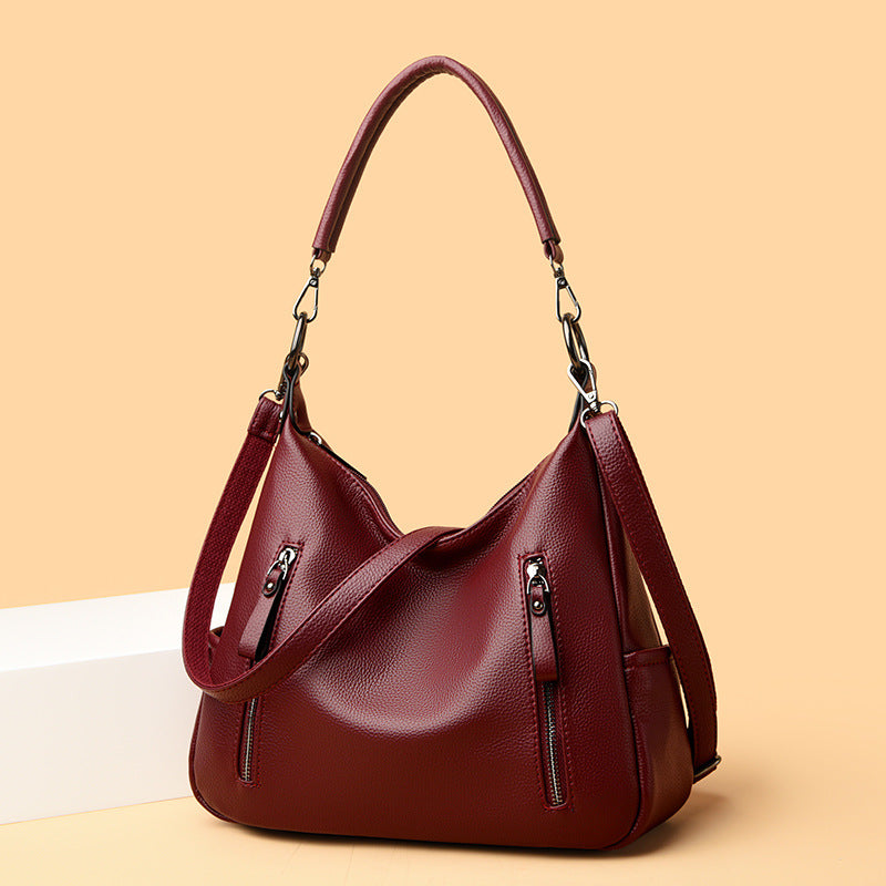 Modische Umhängetasche für Damen ⎜ Klassische Henkeltasche mit praktischen Reißverschlussfächern
