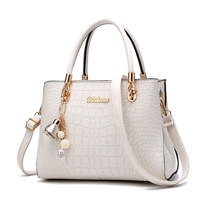 Elegante Handtasche für Damen ⎜ Schlichtes Design im Croco-Look mit verstellbarem Schultergurt