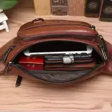 Bauchtasche aus Leder für Herren ⎜ Mehrere Reißverschlussfächer und robuster Gurt für sicheres Verstauen