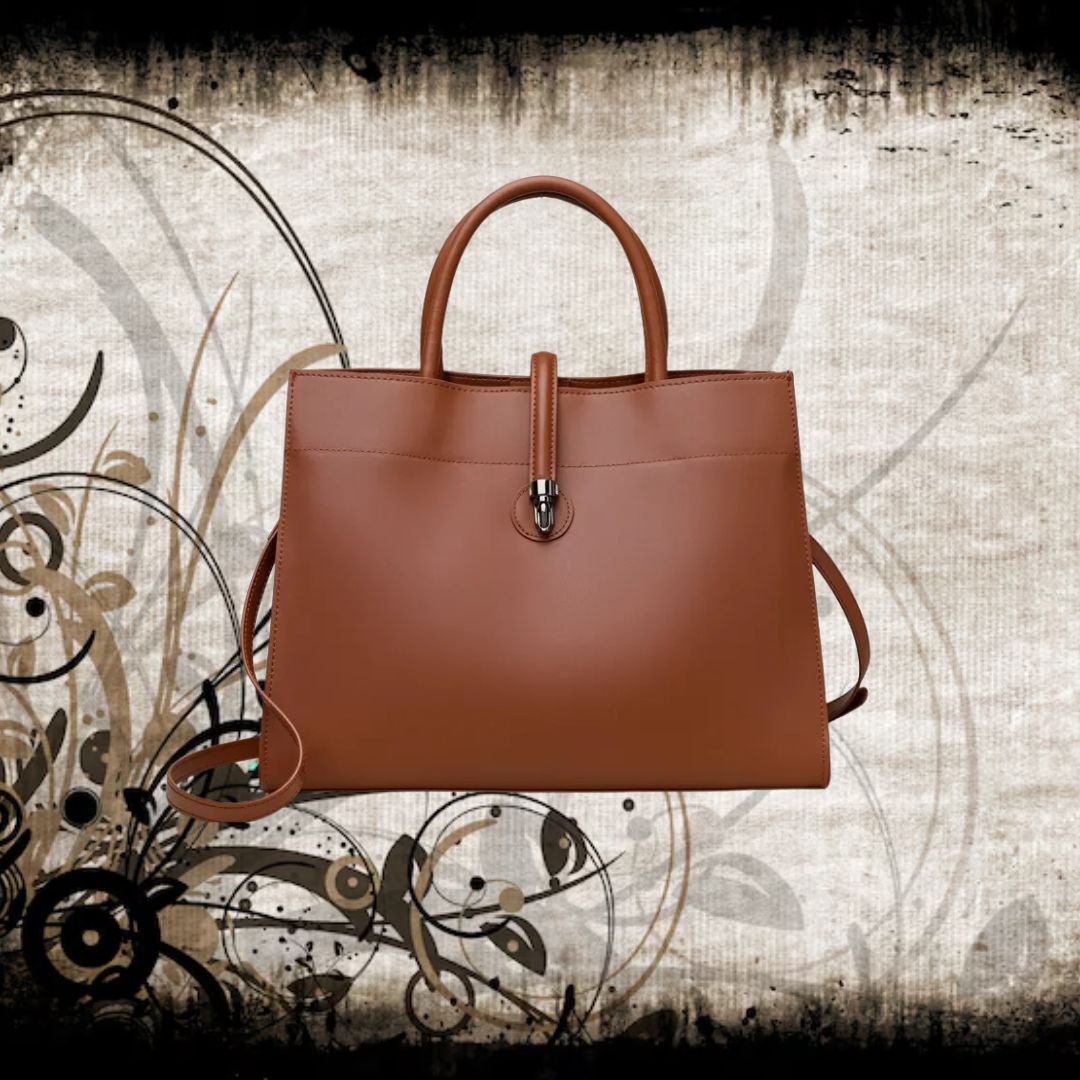 Lederhandtasche mit Schulterriemen ⎜ Klassisches Design und großzügiger Stauraum für den Alltag