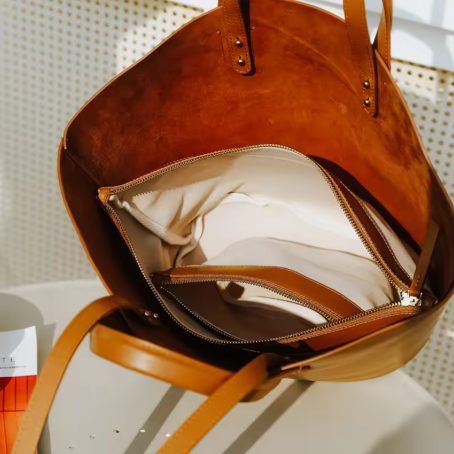 Kosmetiktasche für Damen ⎜ Robustes Baumwollmaterial mit Lederakzent und praktischem Reißverschluss-Design