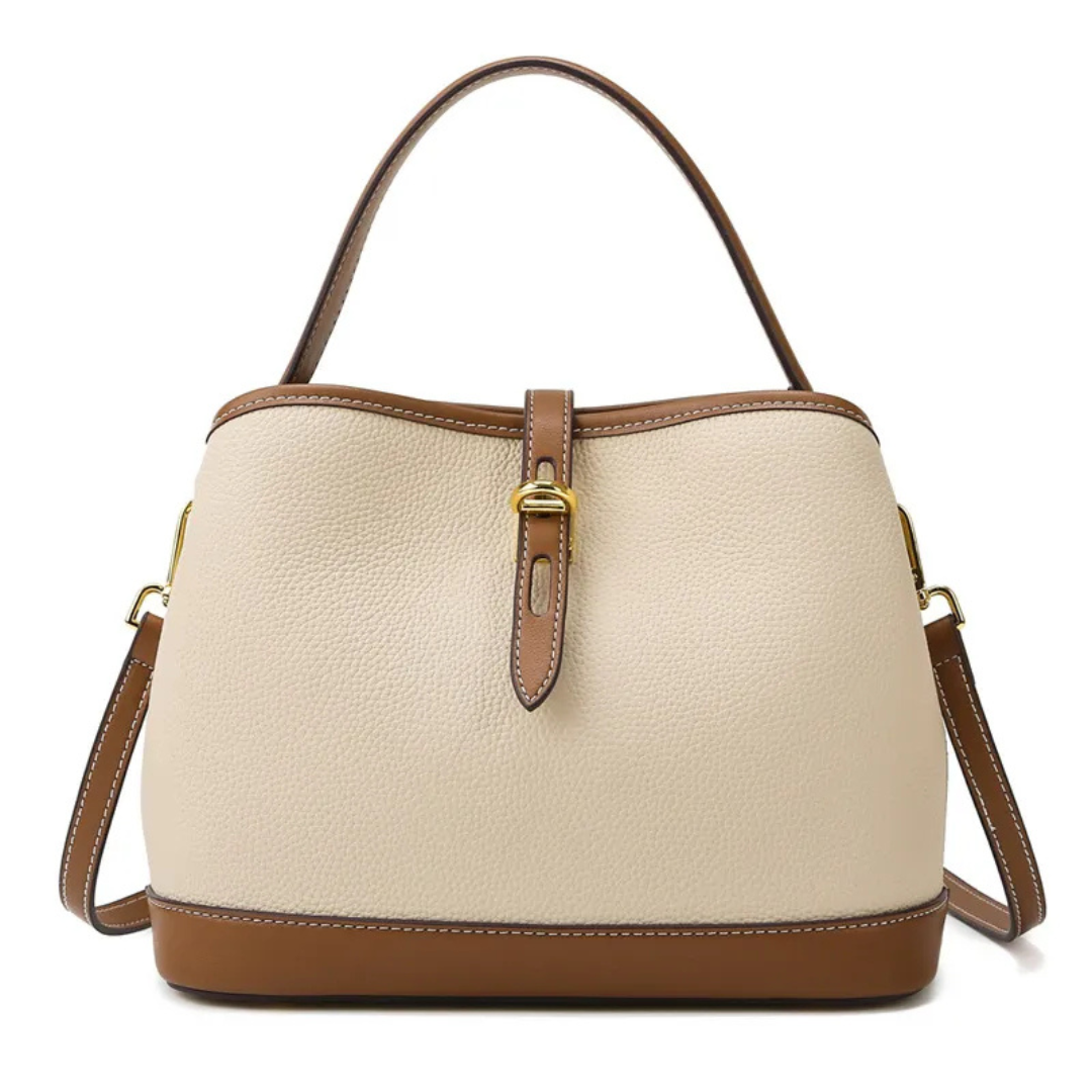 Handtasche für Damen ⎜ Geräumige Tasche mit Kontrastfarben und verstellbarem Schulterriemen