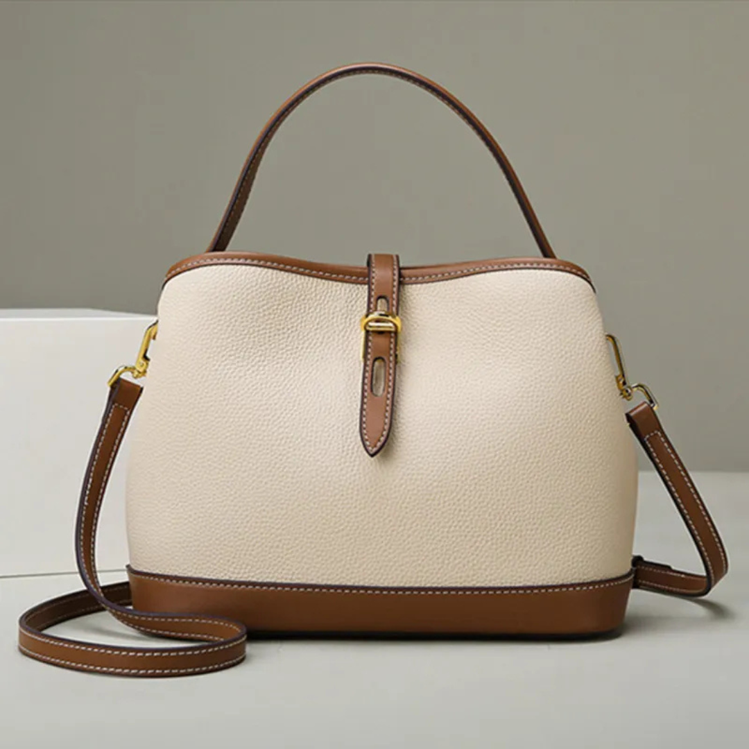 Handtasche für Damen ⎜ Geräumige Tasche mit Kontrastfarben und verstellbarem Schulterriemen