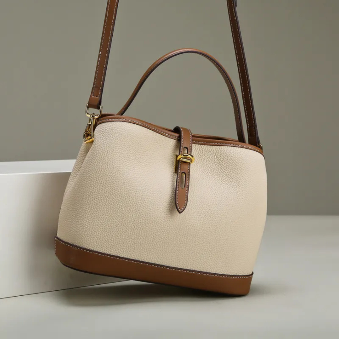 Handtasche für Damen ⎜ Geräumige Tasche mit Kontrastfarben und verstellbarem Schulterriemen
