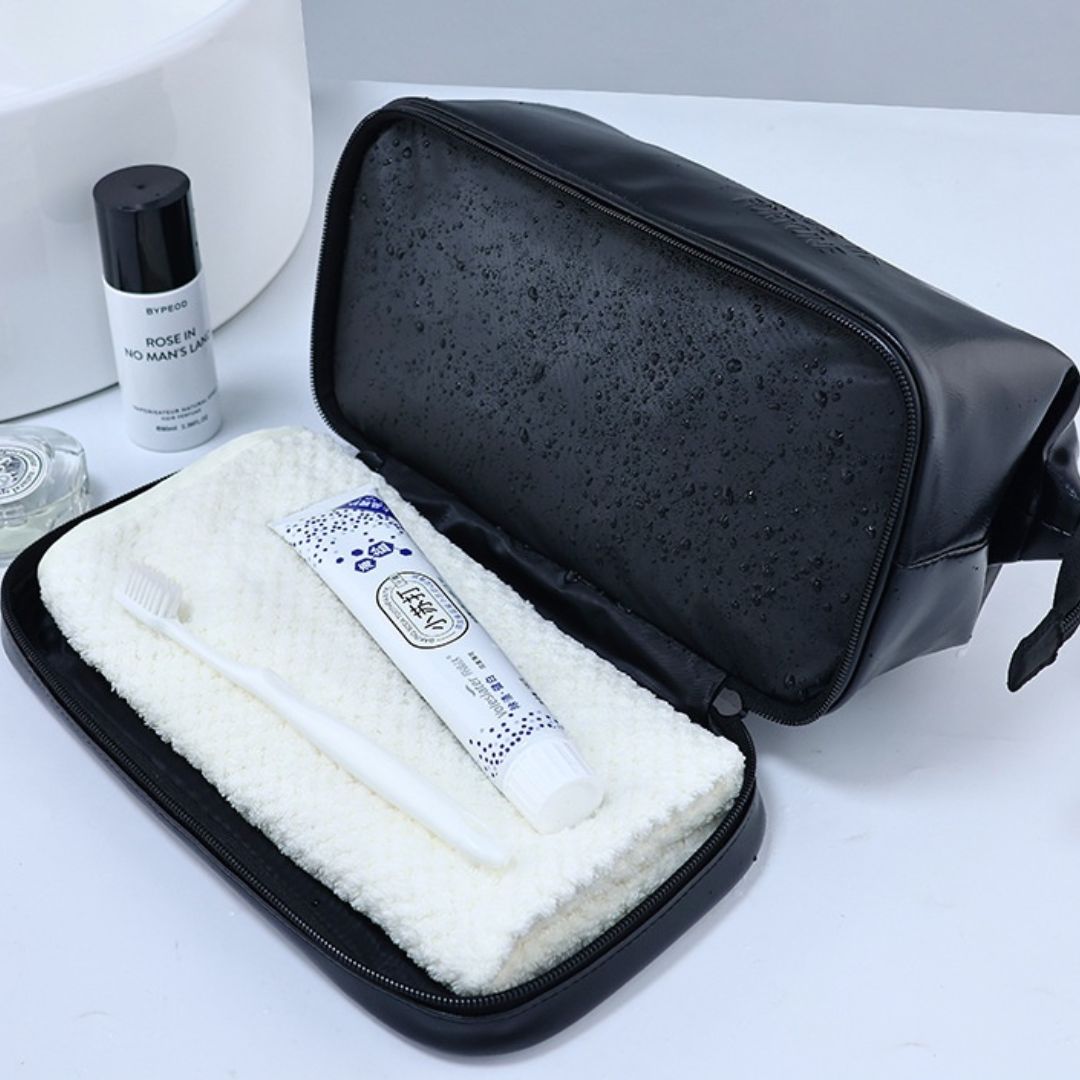 Leder Kulturbeutel für Herren ⎜ Praktische doppellagige Tasche mit großer Kapazität und stilvollem Design