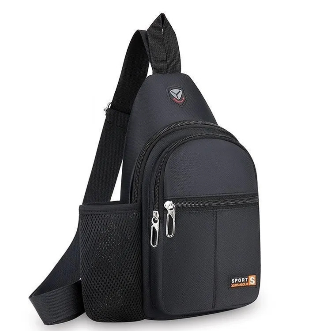 Umhängetasche für Herren ⎜ Geräumige Brusttasche mit Flaschenhalter und mehreren Reißverschlussfächern