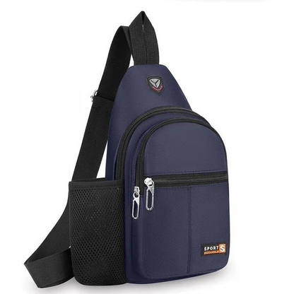 Umhängetasche für Herren ⎜ Geräumige Brusttasche mit Flaschenhalter und mehreren Reißverschlussfächern