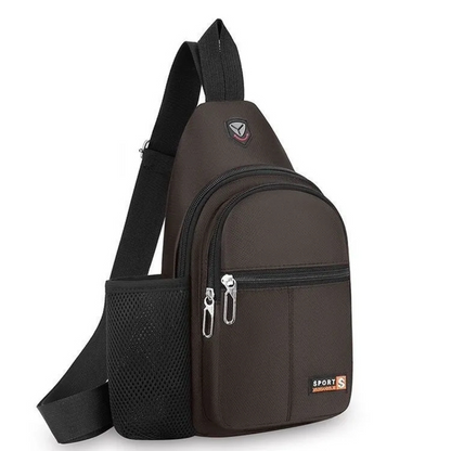 Umhängetasche für Herren ⎜ Geräumige Brusttasche mit Flaschenhalter und mehreren Reißverschlussfächern