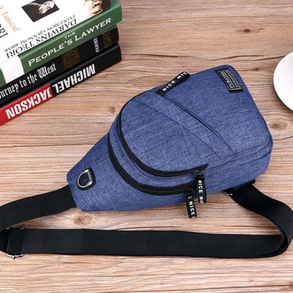 Umhängetasche für Herren ⎜ Leichte Schultertasche aus Oxford-Stoff mit Kopfhöreröffnung und Reißverschluss