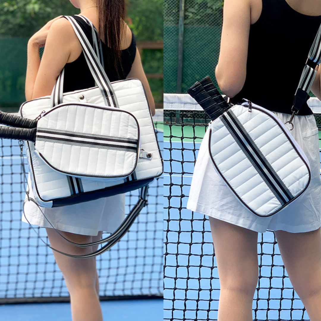 Tennistasche für Damen ⎜ Stilvolle Tragetasche mit Schultergurt und Außentasche für zwei Schläger