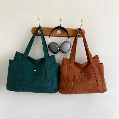 Tote Bag für Damen ⎜ Geräumige Cordtasche mit modernem Design und praktischen Trägern