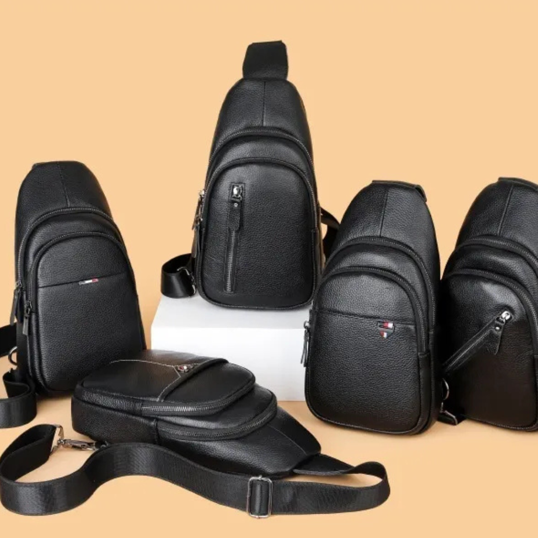 Brusttasche aus Leder für Herren ⎜ Crossbody-Design mit großer Kapazität und mehreren Reißverschlussfächern