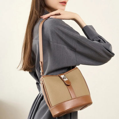 Bucket Bag für Damen ⎜Elegante Umhängetasche aus hochwertigem Leder mit praktischer Verschlussklappe