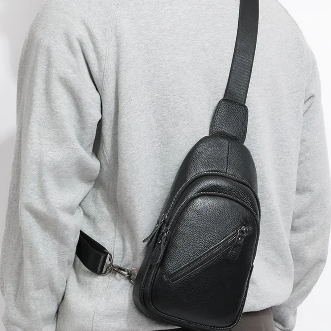 Brusttasche aus Leder für Herren ⎜ Crossbody-Design mit großer Kapazität und mehreren Reißverschlussfächern