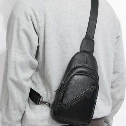 Brusttasche aus Leder für Herren ⎜ Crossbody-Design mit großer Kapazität und mehreren Reißverschlussfächern