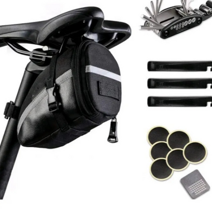 Satteltasche für Fahrrad ⎜ Kompakte Rücktasche mit Reißverschluss und reflektierendem Streifen