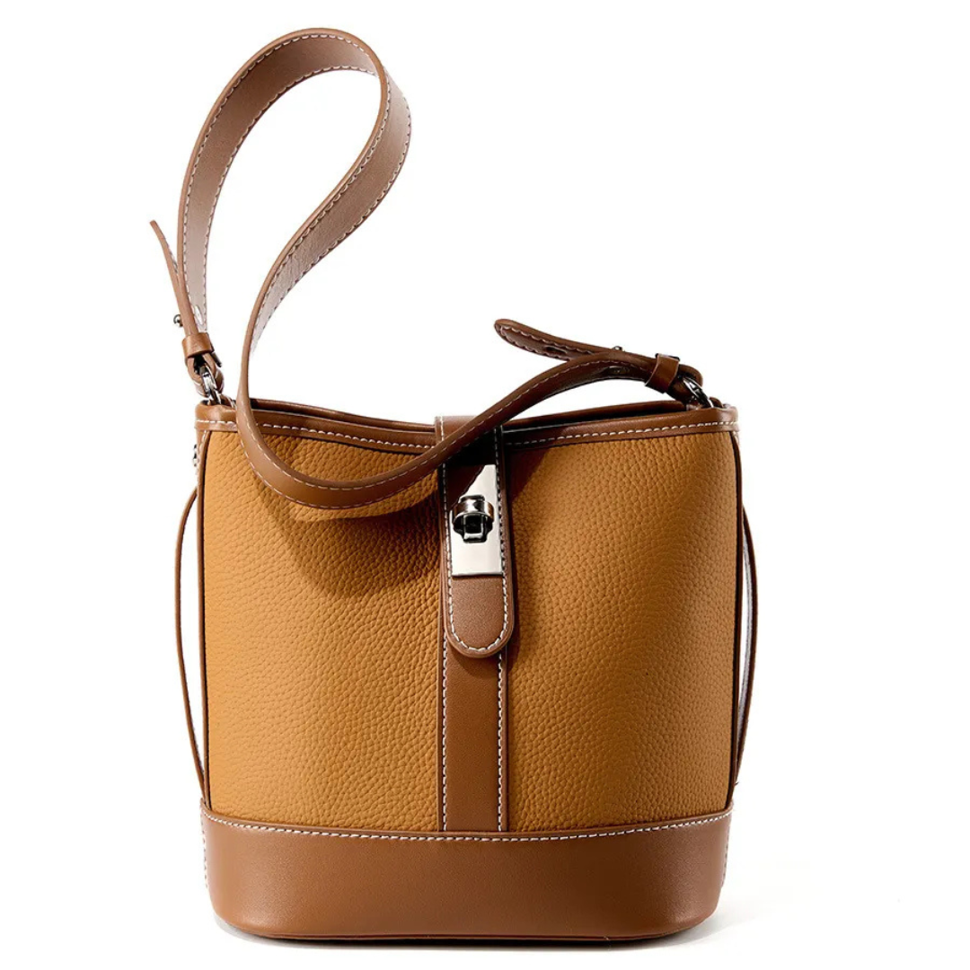 Bucket Bag für Damen ⎜Elegante Umhängetasche aus hochwertigem Leder mit praktischer Verschlussklappe