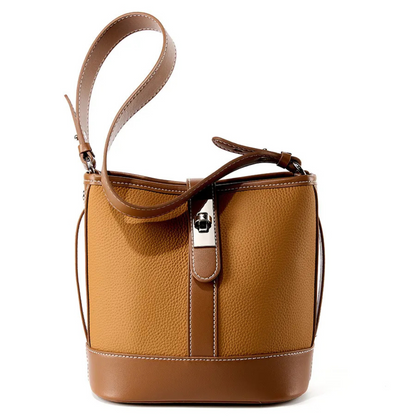 Bucket Bag für Damen ⎜Elegante Umhängetasche aus hochwertigem Leder mit praktischer Verschlussklappe