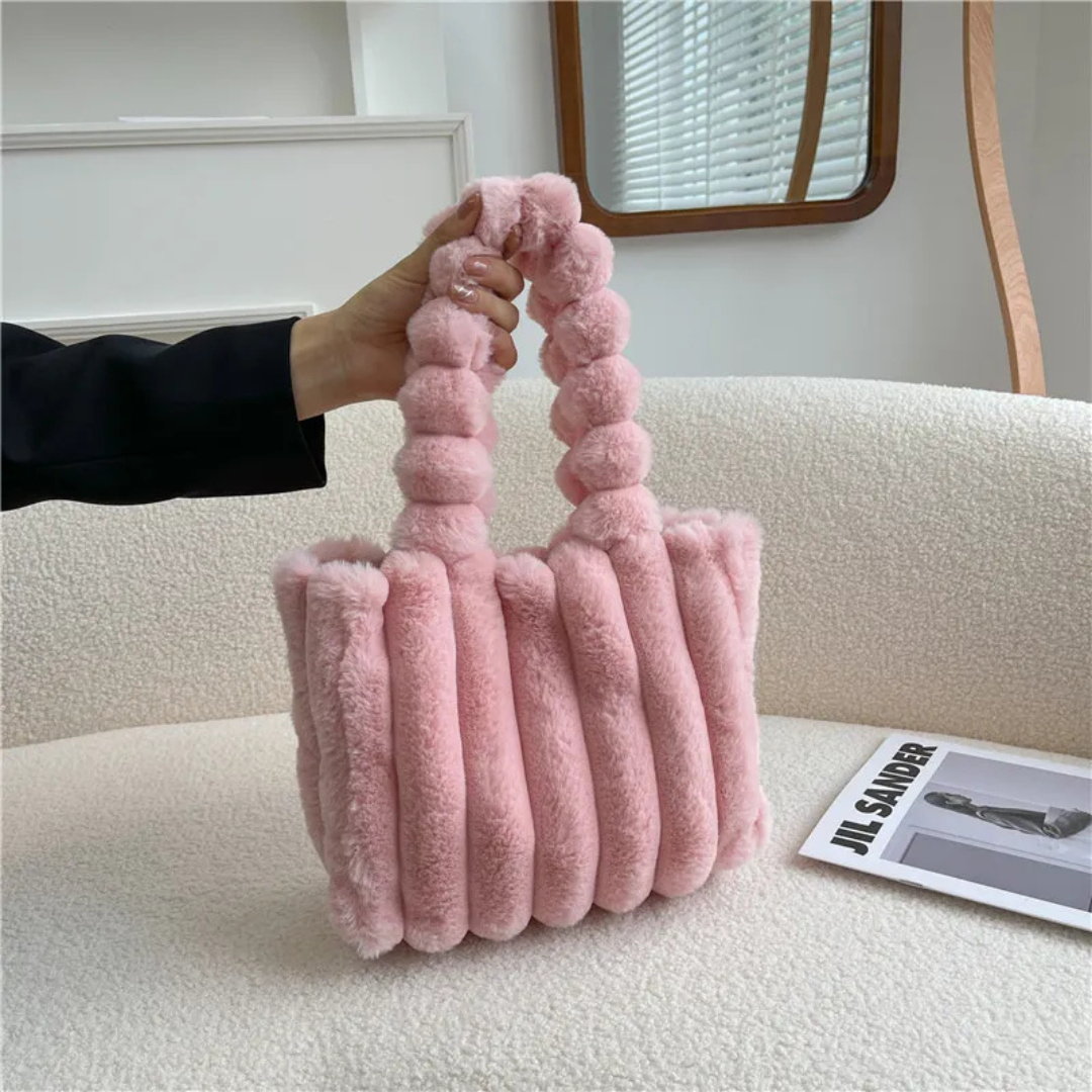 Plüsch Tasche für Damen ⎜ Große Umhängetasche mit weichem Material und stilvollem Design