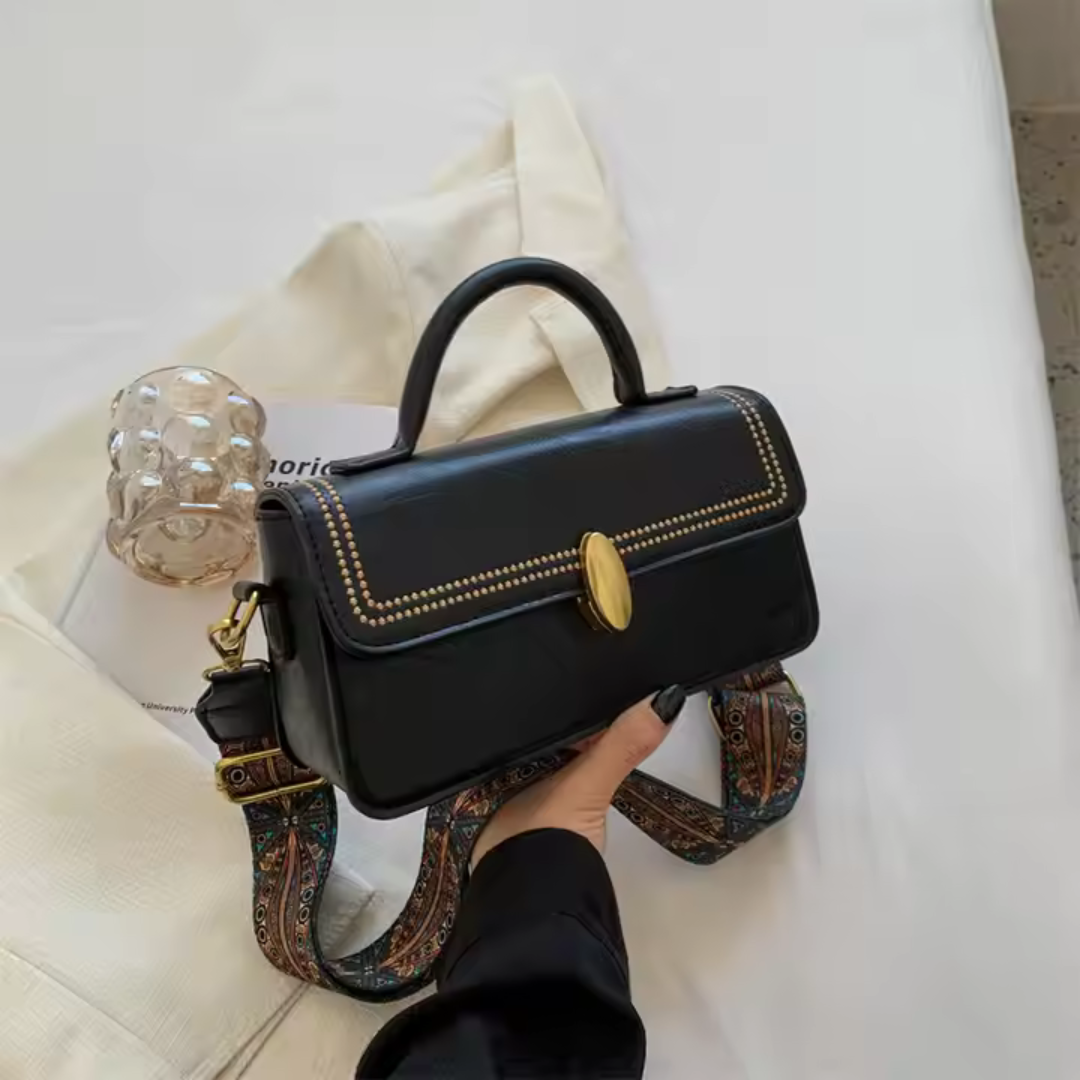 Retro Umhängetasche für Damen ⎜Stilvolle Tasche mit goldenen Details