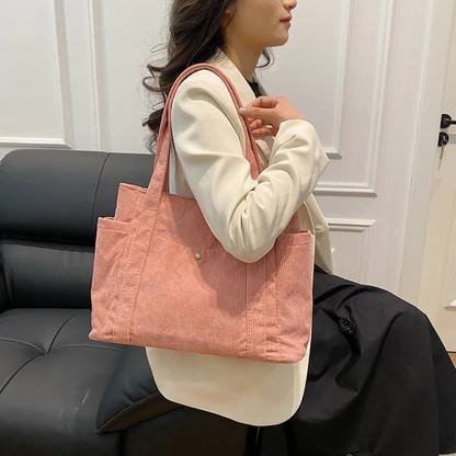 Tote Bag für Damen ⎜ Geräumige Cordtasche mit modernem Design und praktischen Trägern