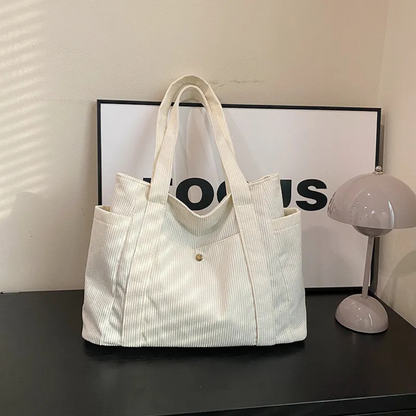 Tote Bag für Damen ⎜ Geräumige Cordtasche mit modernem Design und praktischen Trägern