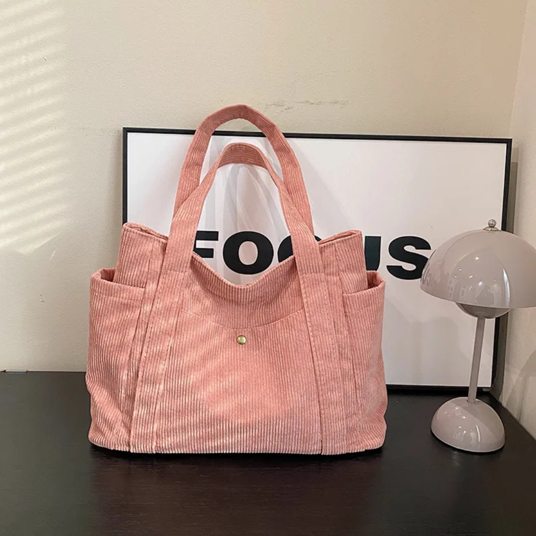 Tote Bag für Damen ⎜ Geräumige Cordtasche mit modernem Design und praktischen Trägern