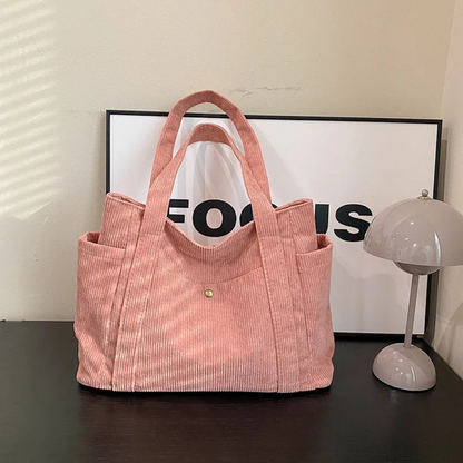 Tote Bag für Damen ⎜ Geräumige Cordtasche mit modernem Design und praktischen Trägern