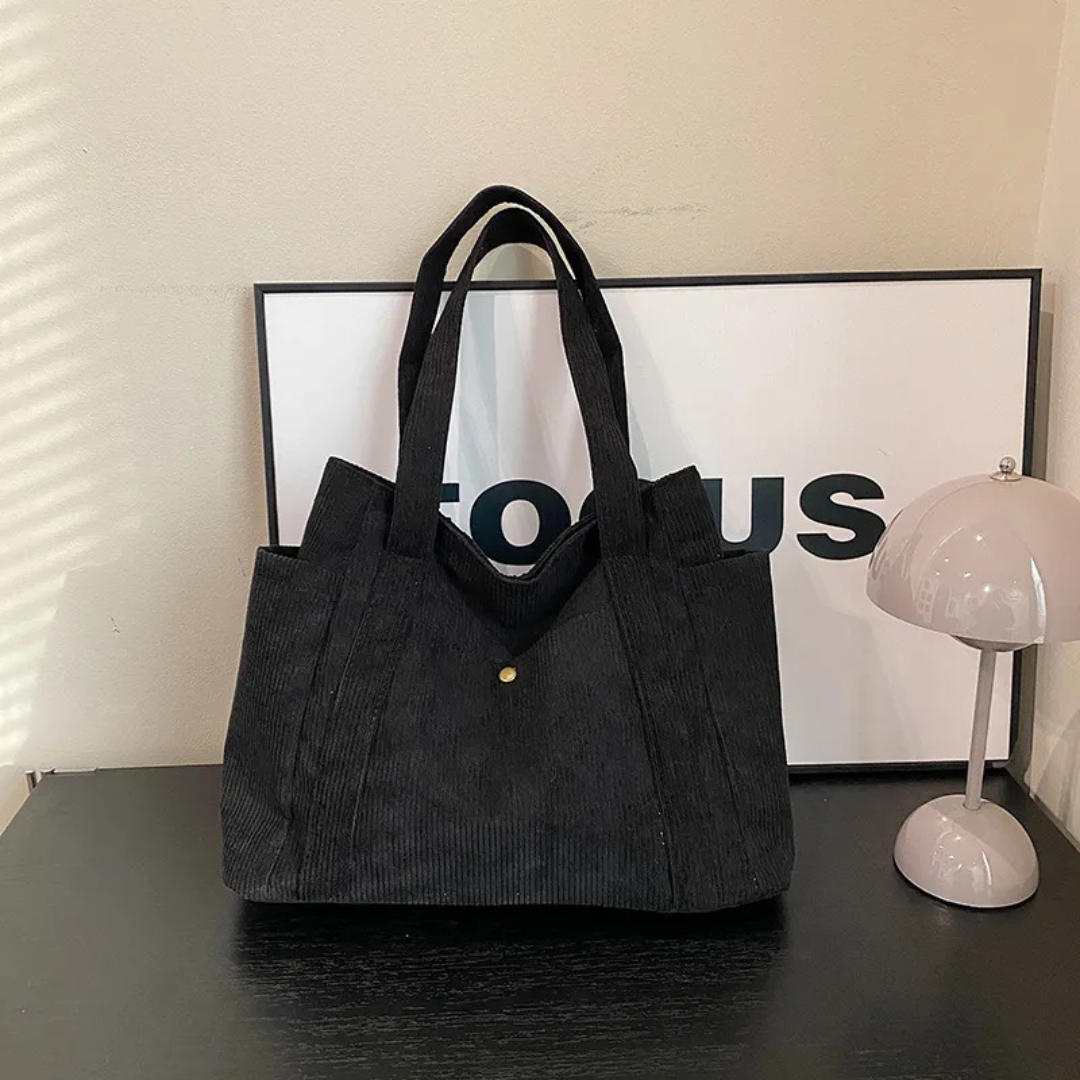 Tote Bag für Damen ⎜ Geräumige Cordtasche mit modernem Design und praktischen Trägern