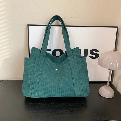 Tote Bag für Damen ⎜ Geräumige Cordtasche mit modernem Design und praktischen Trägern