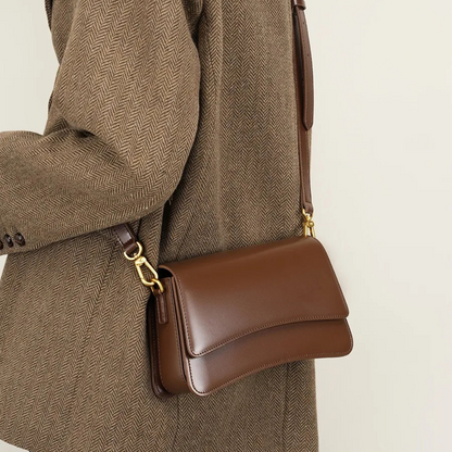 Schultertasche für Damen ⎜ Stilvolle Umhängetasche aus hochwertigem Leder mit goldenen Akzenten