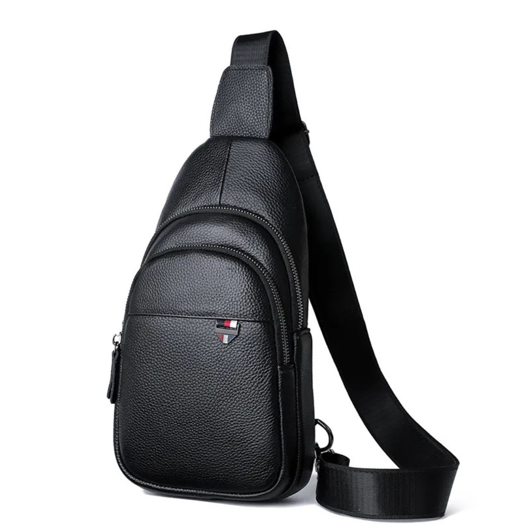 Brusttasche aus Leder für Herren ⎜ Crossbody-Design mit großer Kapazität und mehreren Reißverschlussfächern