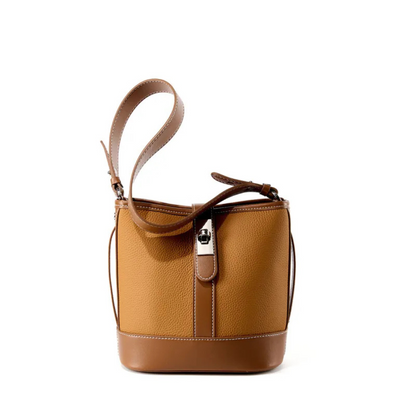 Bucket Bag für Damen ⎜Elegante Umhängetasche aus hochwertigem Leder mit praktischer Verschlussklappe