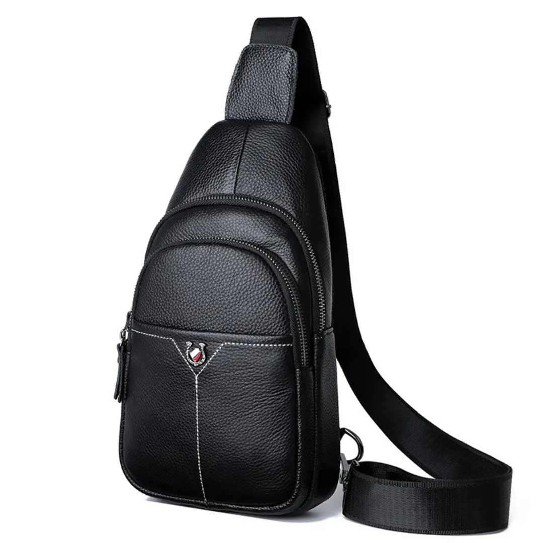 Brusttasche aus Leder für Herren ⎜ Crossbody-Design mit großer Kapazität und mehreren Reißverschlussfächern